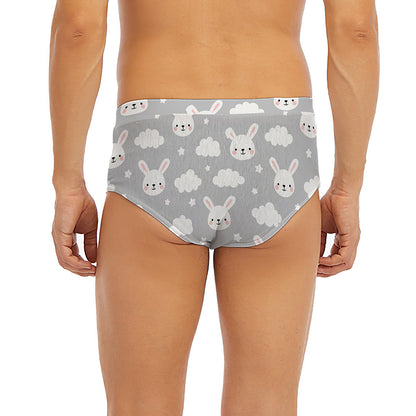 Rabbit And Cloud Pattern Print Men's Briefs