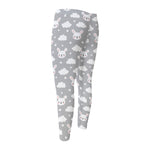 Rabbit And Cloud Pattern Print Men's Compression Pants