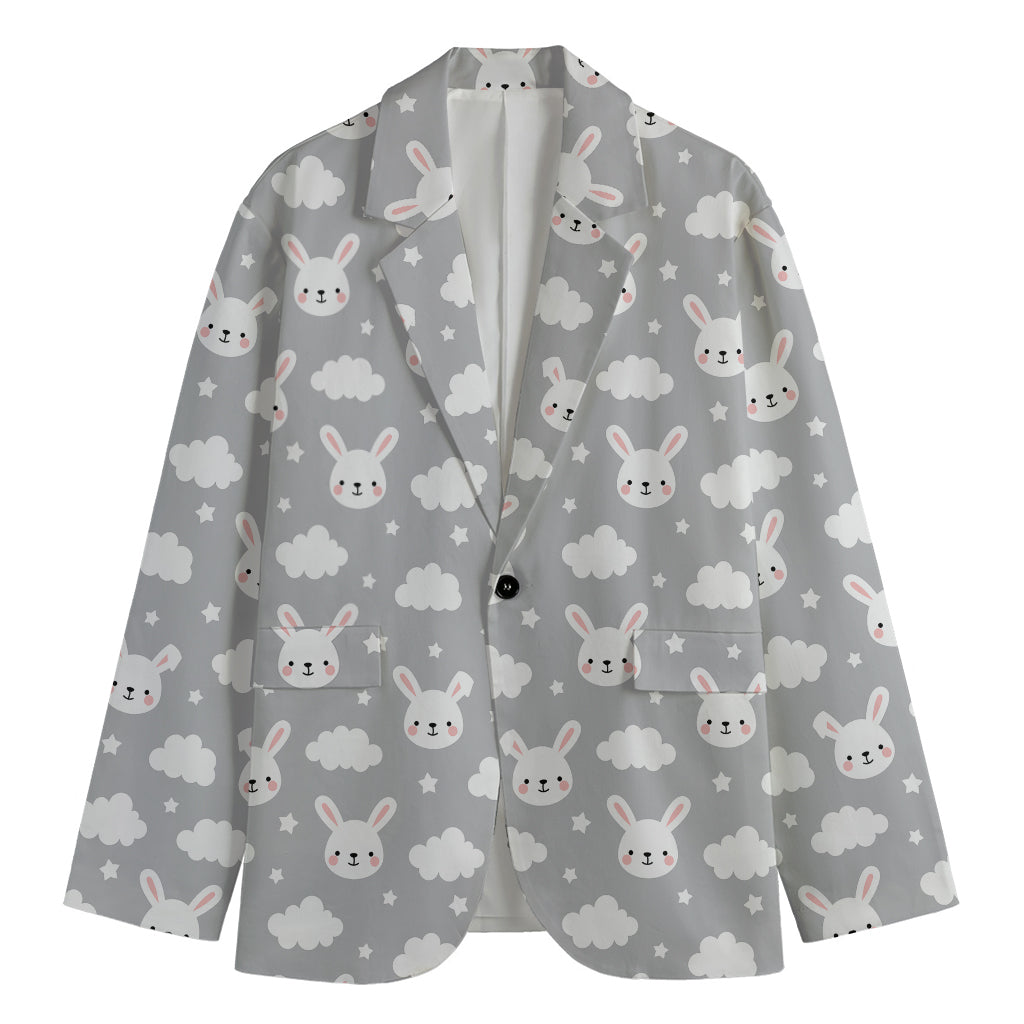 Rabbit And Cloud Pattern Print Men's Cotton Blazer