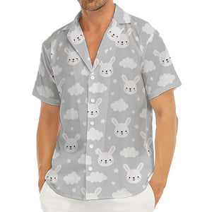 Rabbit And Cloud Pattern Print Men's Deep V-Neck Shirt