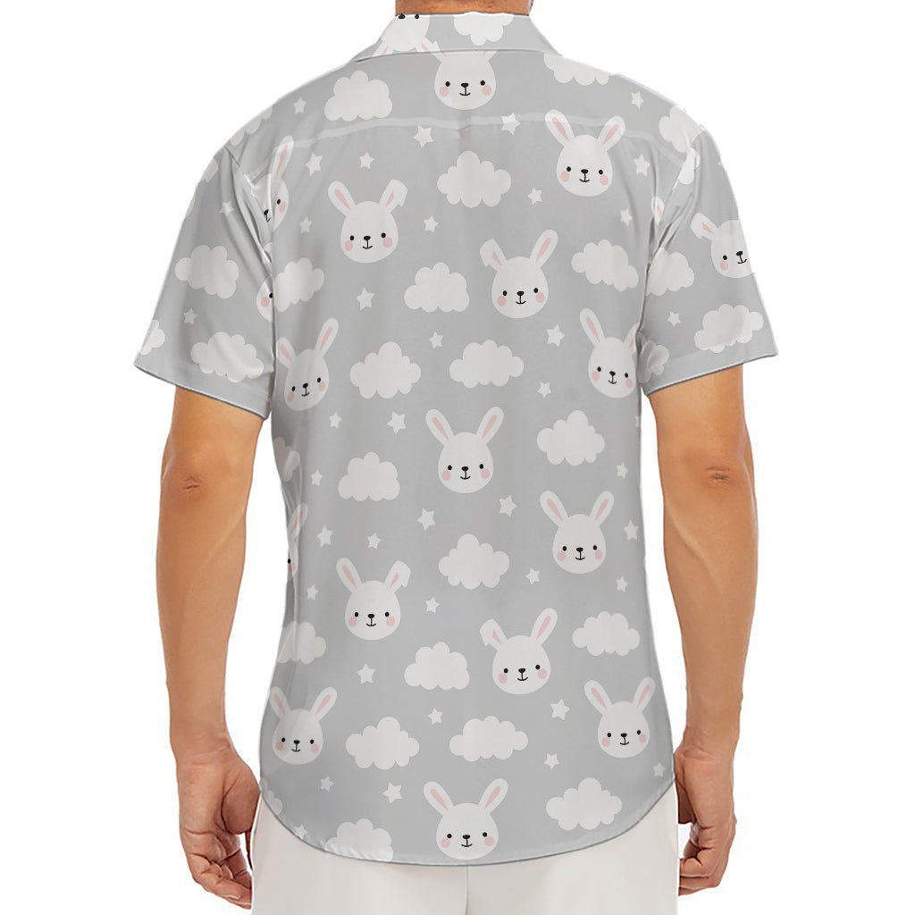 Rabbit And Cloud Pattern Print Men's Deep V-Neck Shirt