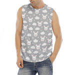 Rabbit And Cloud Pattern Print Men's Fitness Tank Top