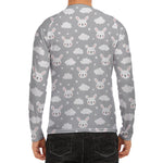 Rabbit And Cloud Pattern Print Men's Long Sleeve Rash Guard