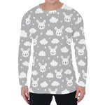 Rabbit And Cloud Pattern Print Men's Long Sleeve T-Shirt