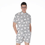 Rabbit And Cloud Pattern Print Men's Rompers