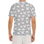 Rabbit And Cloud Pattern Print Men's Short Sleeve Rash Guard
