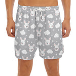 Rabbit And Cloud Pattern Print Men's Split Running Shorts