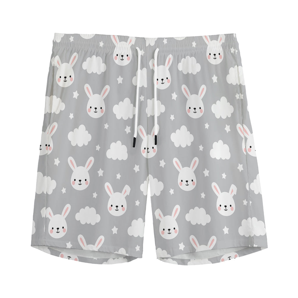 Rabbit And Cloud Pattern Print Men's Sports Shorts