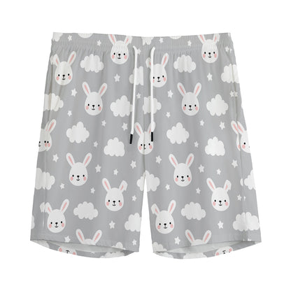 Rabbit And Cloud Pattern Print Men's Sports Shorts