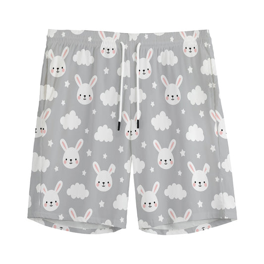 Rabbit And Cloud Pattern Print Men's Sports Shorts
