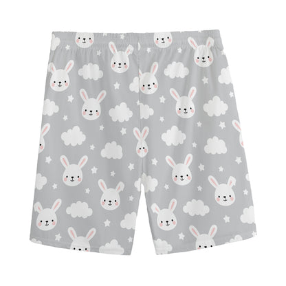 Rabbit And Cloud Pattern Print Men's Sports Shorts