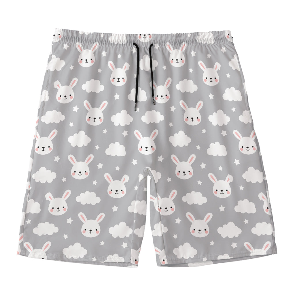 Rabbit And Cloud Pattern Print Men's Swim Trunks
