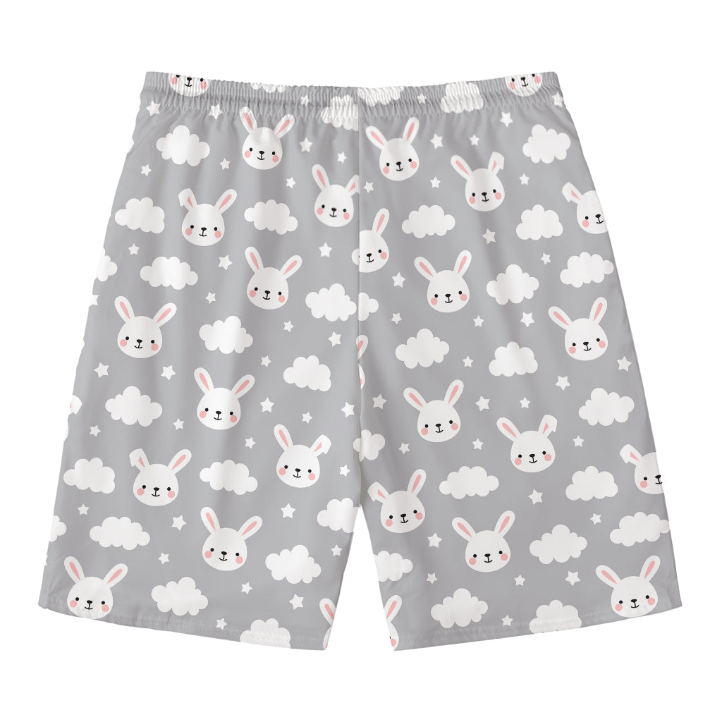 Rabbit And Cloud Pattern Print Men's Swim Trunks