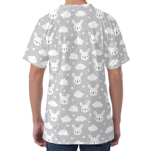 Rabbit And Cloud Pattern Print Men's Velvet T-Shirt