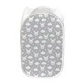 Rabbit And Cloud Pattern Print Mesh Laundry Hamper