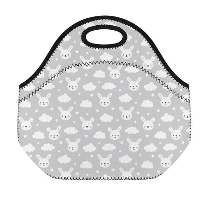 Rabbit And Cloud Pattern Print Neoprene Lunch Bag