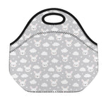 Rabbit And Cloud Pattern Print Neoprene Lunch Bag