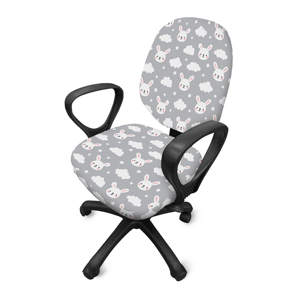 Rabbit And Cloud Pattern Print Office Chair Cover