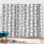 Rabbit And Cloud Pattern Print Pencil Pleat Curtains