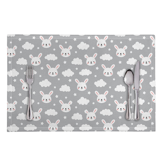 Rabbit And Cloud Pattern Print Placemat