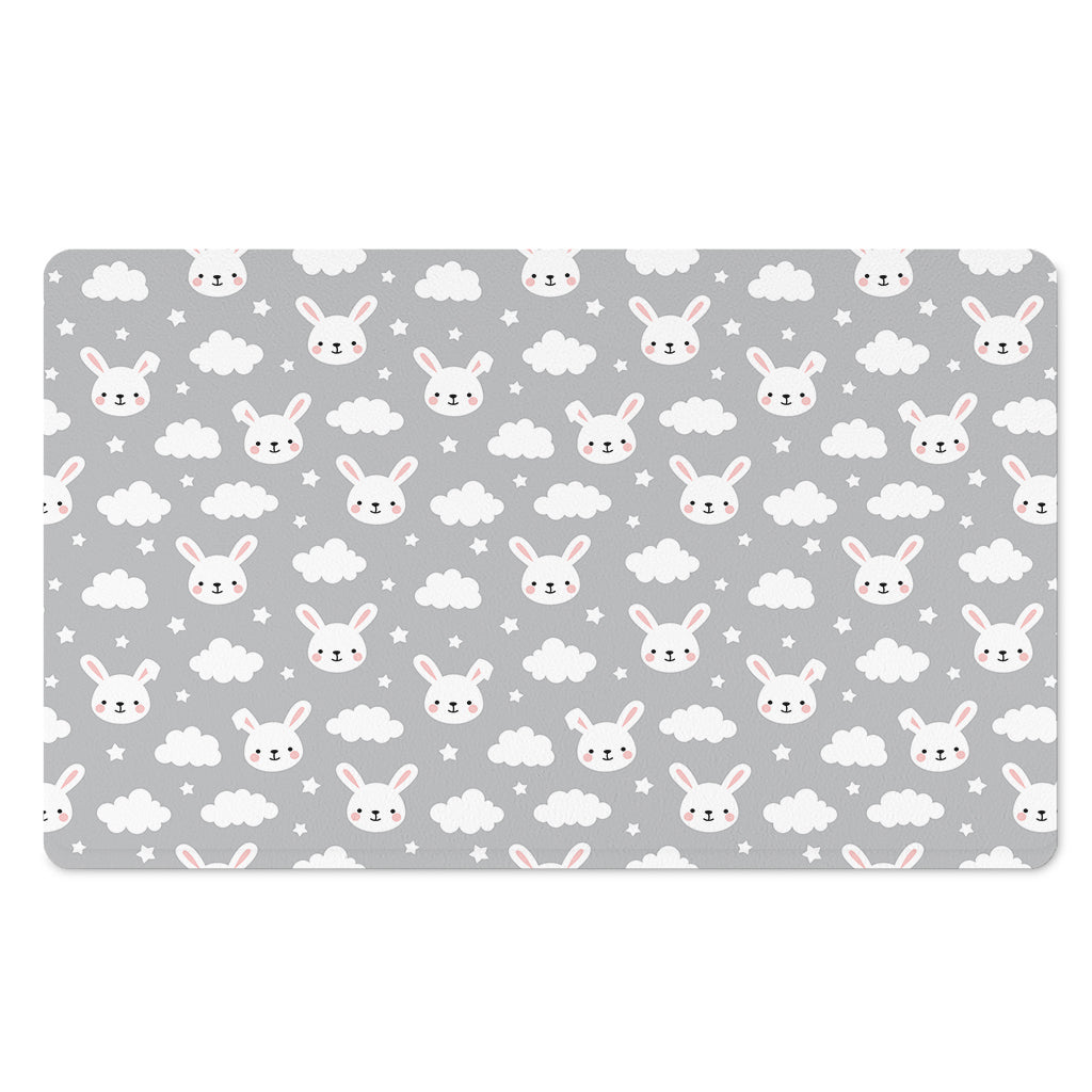 Rabbit And Cloud Pattern Print Polyester Doormat