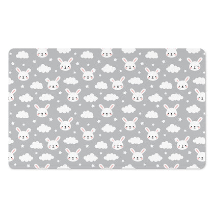 Rabbit And Cloud Pattern Print Polyester Doormat
