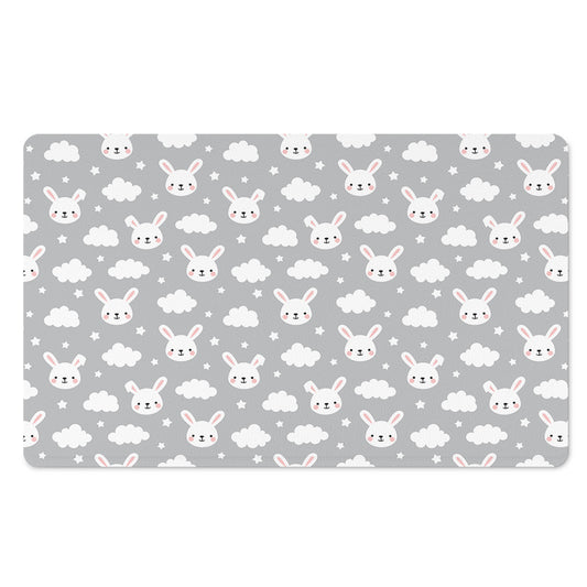 Rabbit And Cloud Pattern Print Polyester Doormat