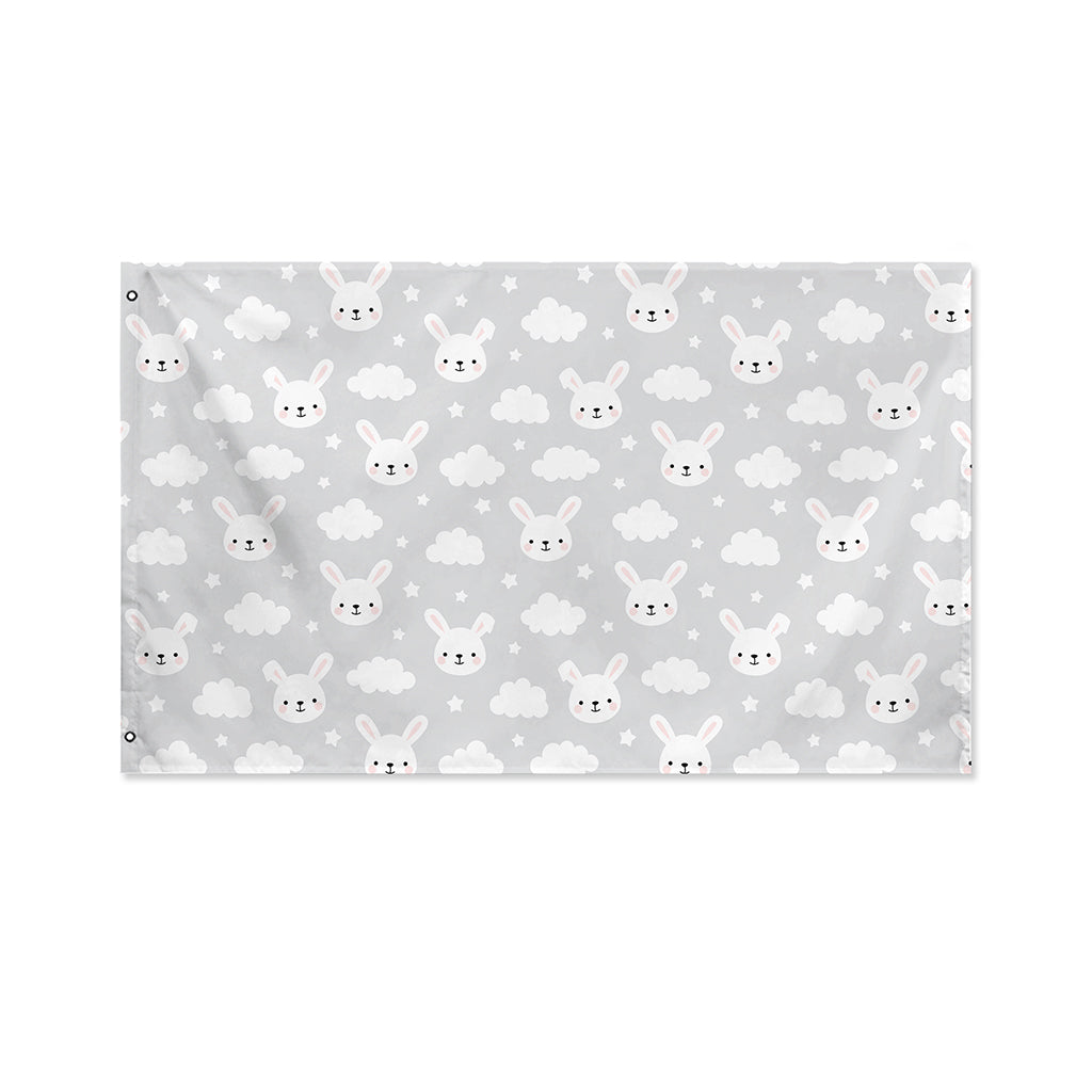 Rabbit And Cloud Pattern Print Polyester Flag