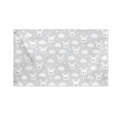 Rabbit And Cloud Pattern Print Polyester Flag
