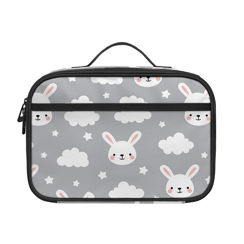 Rabbit And Cloud Pattern Print Portable Lunch Bag