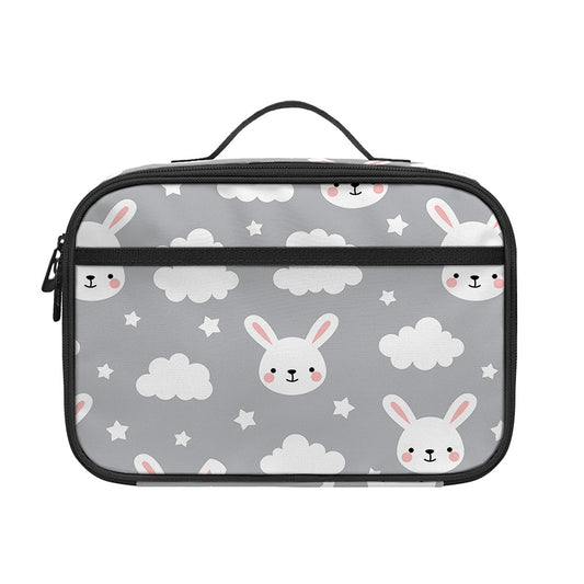 Rabbit And Cloud Pattern Print Portable Lunch Bag