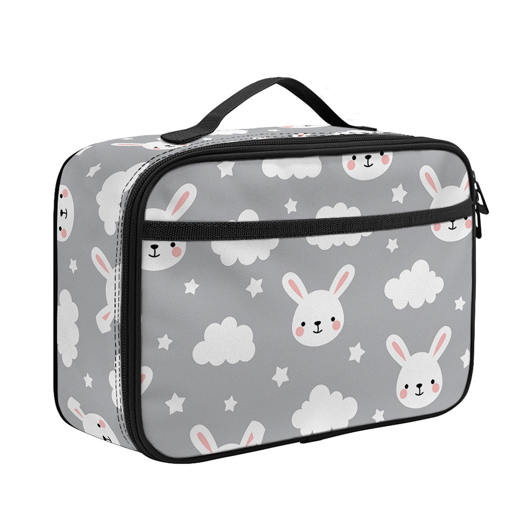 Rabbit And Cloud Pattern Print Portable Lunch Bag
