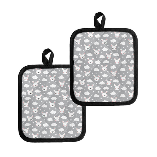 Rabbit And Cloud Pattern Print Pot Holders