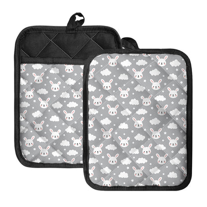 Rabbit And Cloud Pattern Print Pot Holders With Pocket