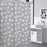 Rabbit And Cloud Pattern Print Premium Shower Curtain