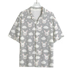 Rabbit And Cloud Pattern Print Rayon Hawaiian Shirt