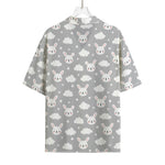 Rabbit And Cloud Pattern Print Rayon Hawaiian Shirt