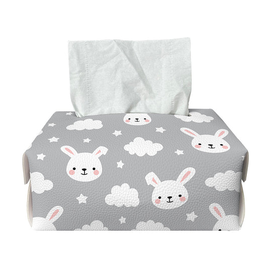 Rabbit And Cloud Pattern Print Rectangle Tissue Box Cover