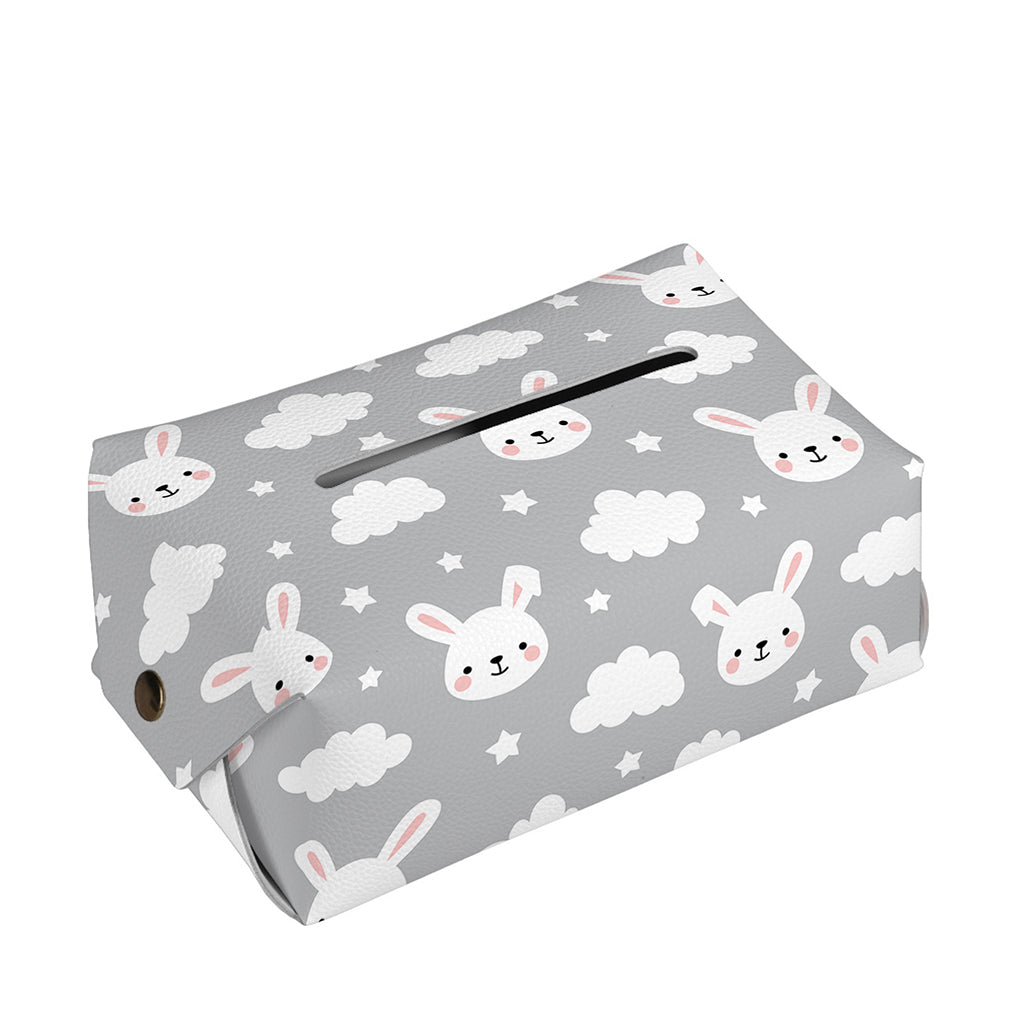 Rabbit And Cloud Pattern Print Rectangle Tissue Box Cover