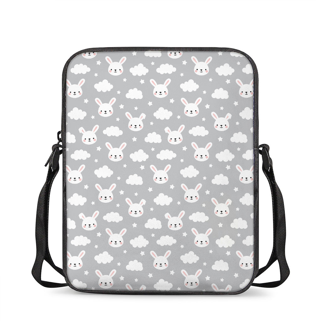 Rabbit And Cloud Pattern Print Rectangular Crossbody Bag