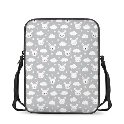Rabbit And Cloud Pattern Print Rectangular Crossbody Bag