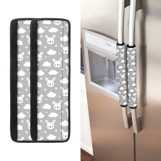 Rabbit And Cloud Pattern Print Refrigerator Handle Covers