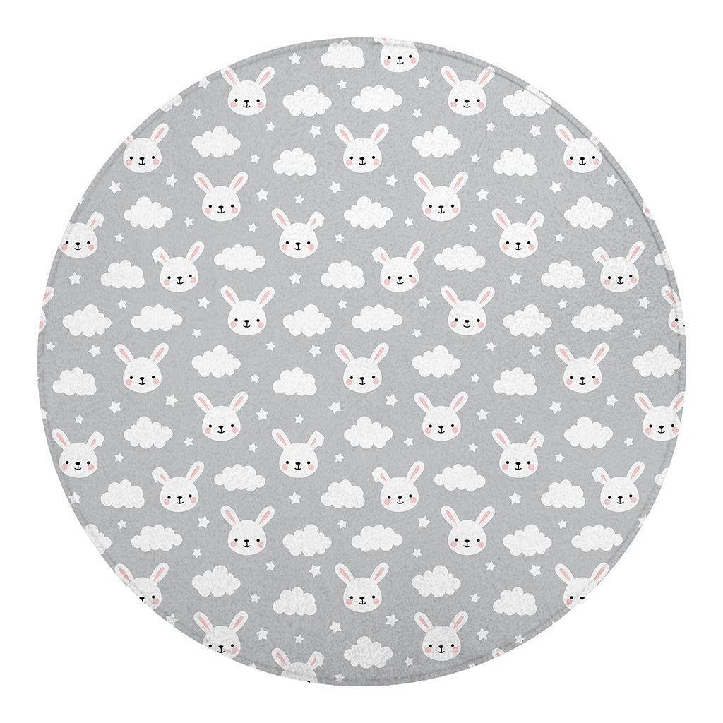 Rabbit And Cloud Pattern Print Round Blanket