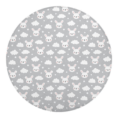 Rabbit And Cloud Pattern Print Round Blanket