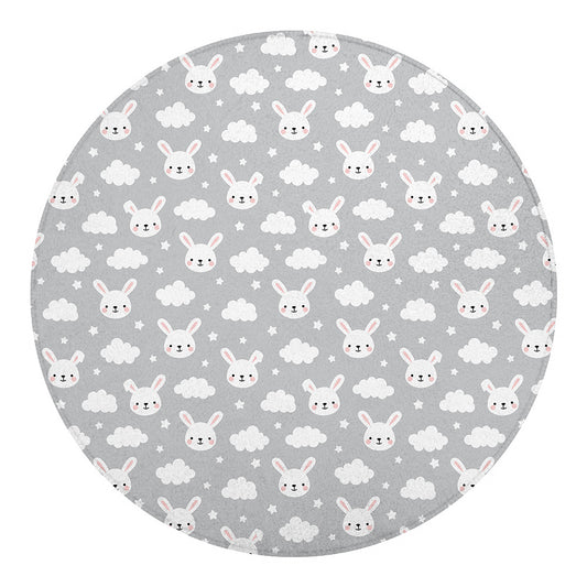Rabbit And Cloud Pattern Print Round Blanket