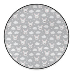 Rabbit And Cloud Pattern Print Round Floor Mat