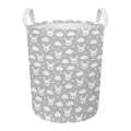 Rabbit And Cloud Pattern Print Round Laundry Basket