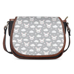 Rabbit And Cloud Pattern Print Saddle Bag