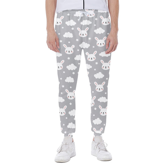 Rabbit And Cloud Pattern Print Scuba Joggers
