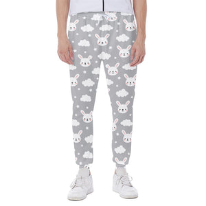 Rabbit And Cloud Pattern Print Scuba Joggers